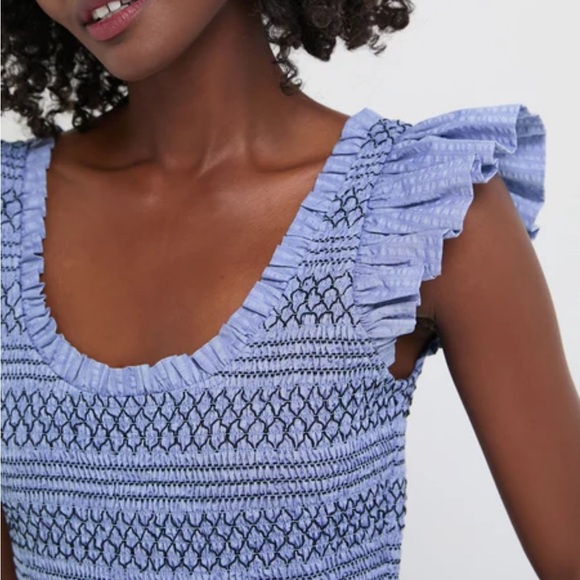Tuckernuck POMANDER PLACE Seersucker Smocked Maxine Dress Blue Sz XL NEW - Picture 5 of 15